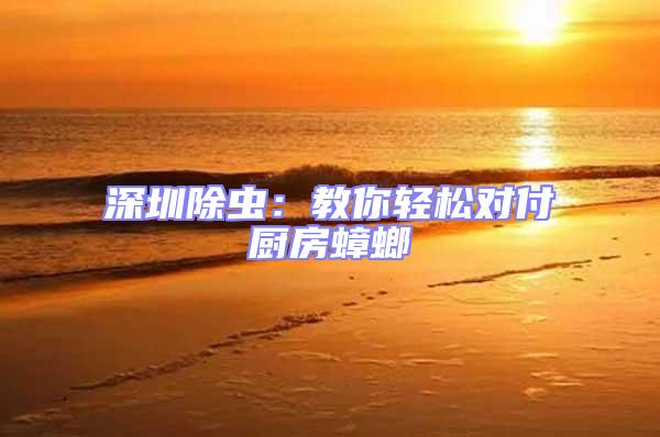 深圳除蟲(chóng):教你輕松對(duì)付廚房蟑螂